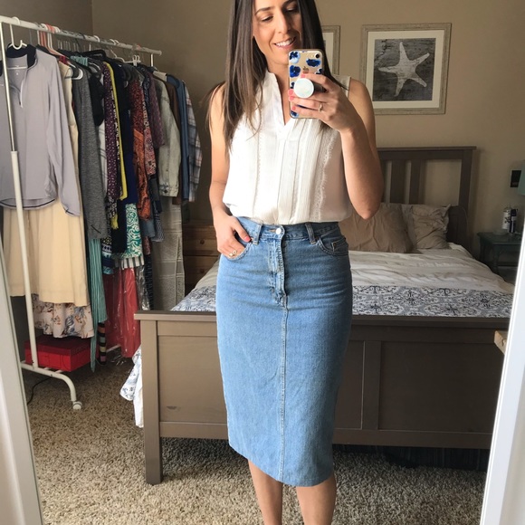 gap denim midi skirt